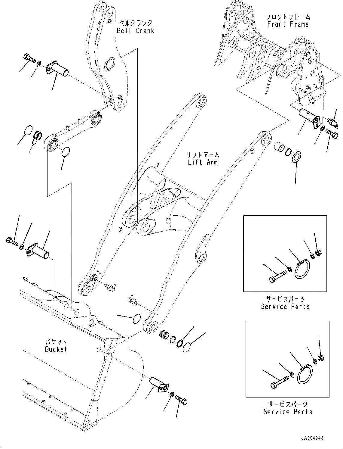 Схема запчастей Komatsu WA320PZ-6 - РУКОЯТЬ И BELL CRANK, КРЕПЛЕНИЕ (№798-) РУКОЯТЬ И BELL CRANK, ДЛЯ АВТОМАТИЧ.-СИСТ. СМАЗКИ СИСТЕМА