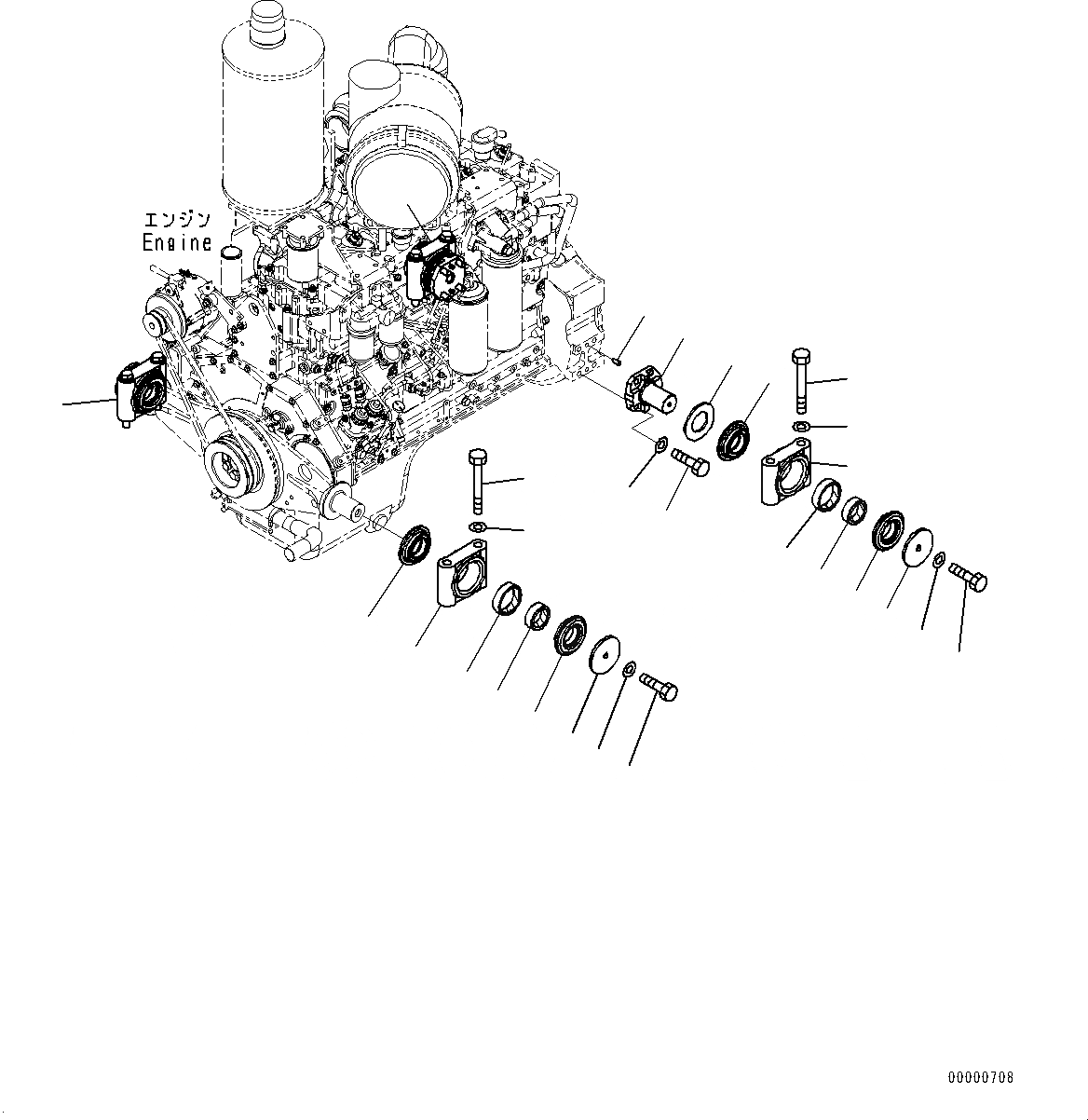 Схема запчастей Komatsu D85PX-15E0 - КРЕПЛЕНИЕ ДВИГАТЕЛЯ (№9-) КРЕПЛЕНИЕ ДВИГАТЕЛЯ