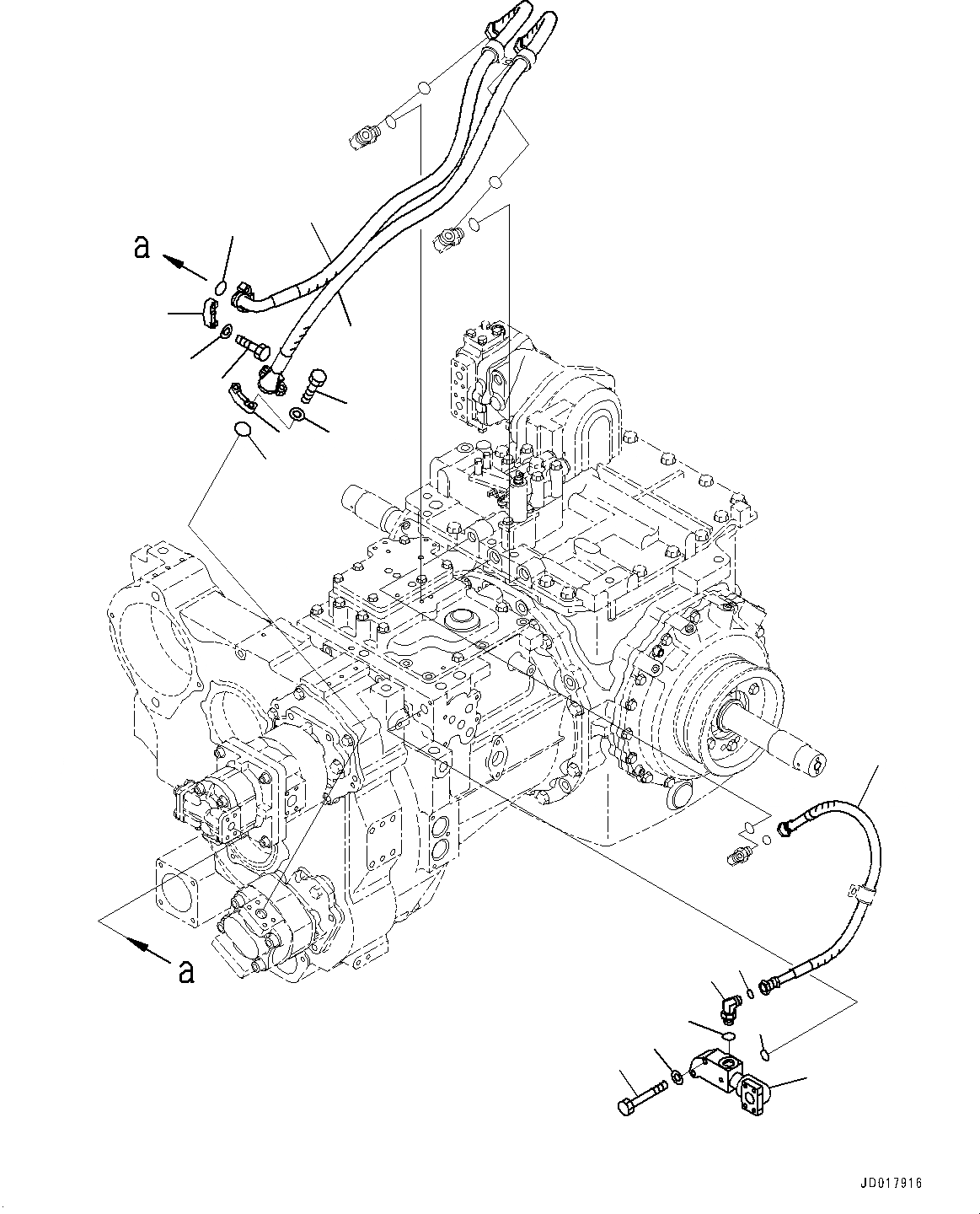 Схема запчастей Komatsu D85PX-15E0 - СИЛОВАЯ ПЕРЕДАЧА, ТРУБЫ (/) (№9-) СИЛОВАЯ ПЕРЕДАЧА, БЕЗ ДВИГАТЕЛЬ С ПОДОГРЕВАТЕЛЬ ХЛАДАГЕНТА