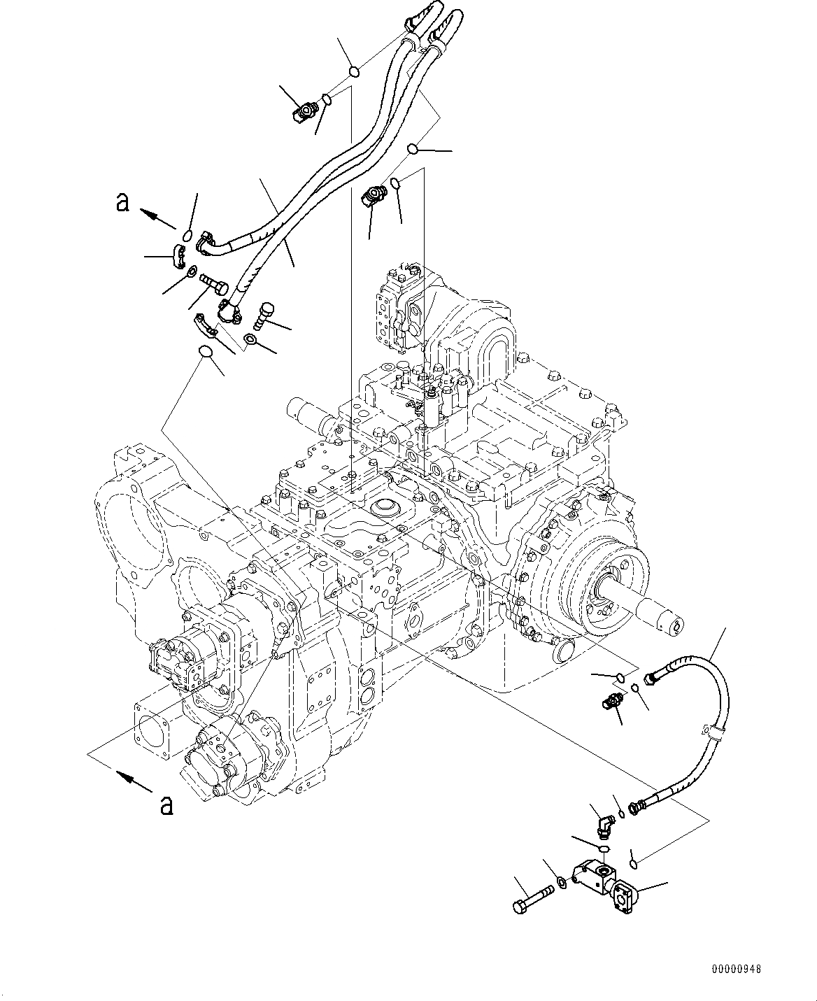 Схема запчастей Komatsu D85PX-15E0 - СИЛОВАЯ ПЕРЕДАЧА, ТРУБЫ (/) (№9-) СИЛОВАЯ ПЕРЕДАЧА, ДЛЯ ДВИГАТЕЛЬ С ПОДОГРЕВАТЕЛЬ ХЛАДАГЕНТА