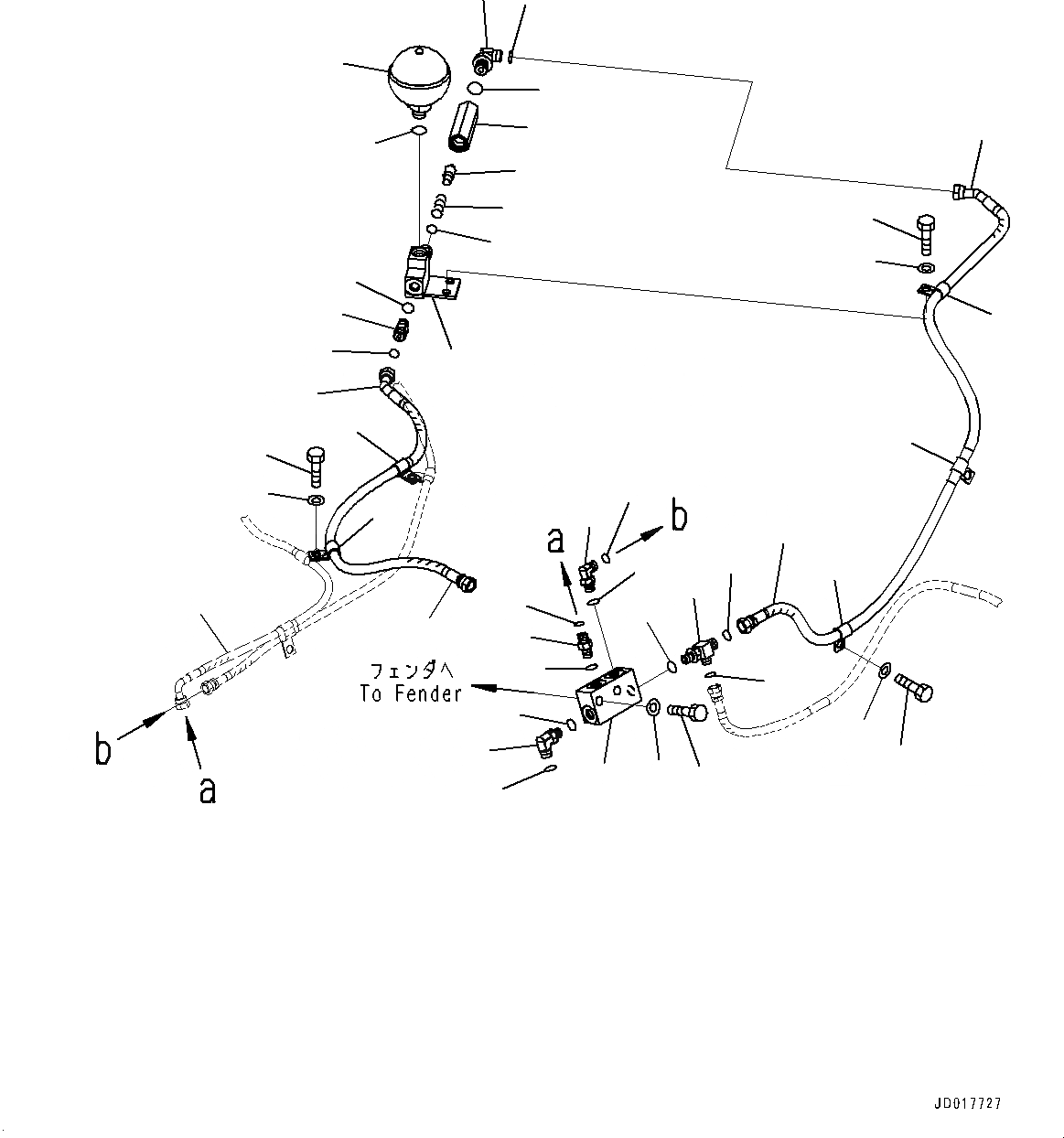 Схема запчастей Komatsu D85EX-15R - КРЫЛО, КЛАПАН PPCТРУБЫ (№-) КРЫЛО, ДЛЯ TОБОД КОЛЕСАMING DOZER