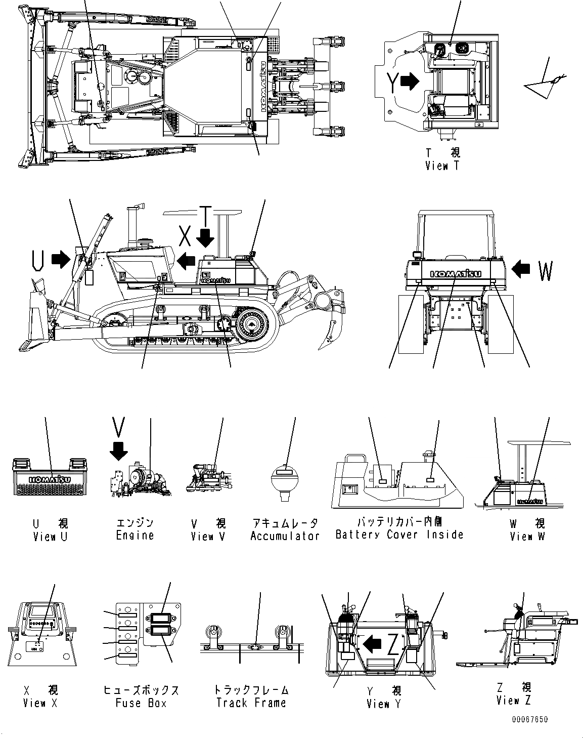 Схема запчастей Komatsu D85EX-15R - МАРКИРОВКА (№-) МАРКИРОВКА, АНГЛ., БЕЗ КАБИНЫ