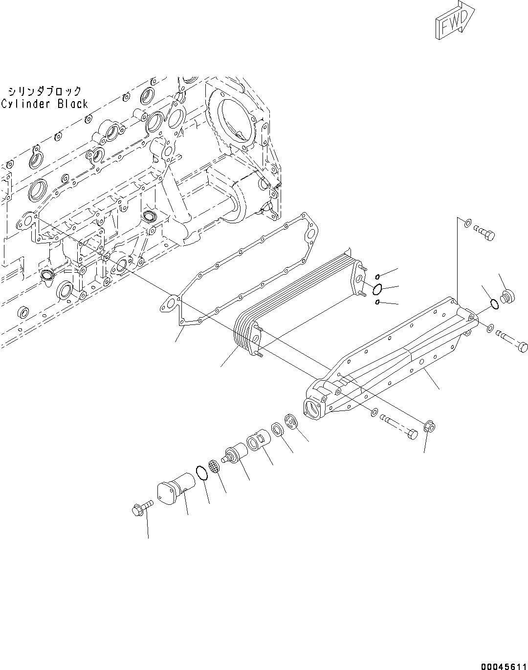 Схема запчастей Komatsu SAA6D125E-5CR - ДВИГАТЕЛЬ МАСЛООХЛАДИТЕЛЬ (№89-) ДВИГАТЕЛЬ МАСЛООХЛАДИТЕЛЬ