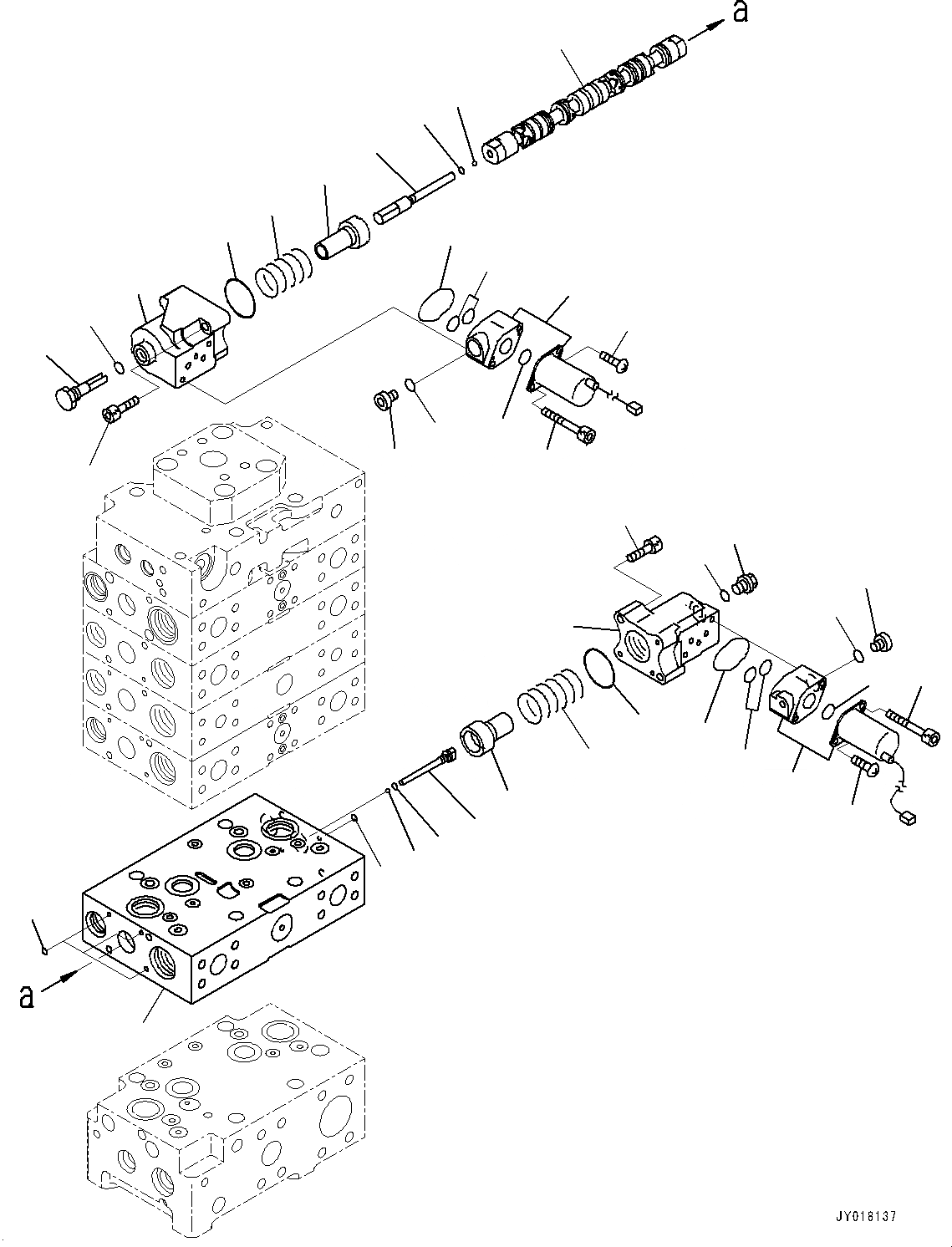 Схема запчастей Komatsu WA500-6 - УПРАВЛЯЮЩ. КЛАПАН, -КЛАПАН (/7) (№79-) УПРАВЛЯЮЩ. КЛАПАН, С 3-Х СЕКЦ. КОНТР. КЛАПАНОМ, ECSS