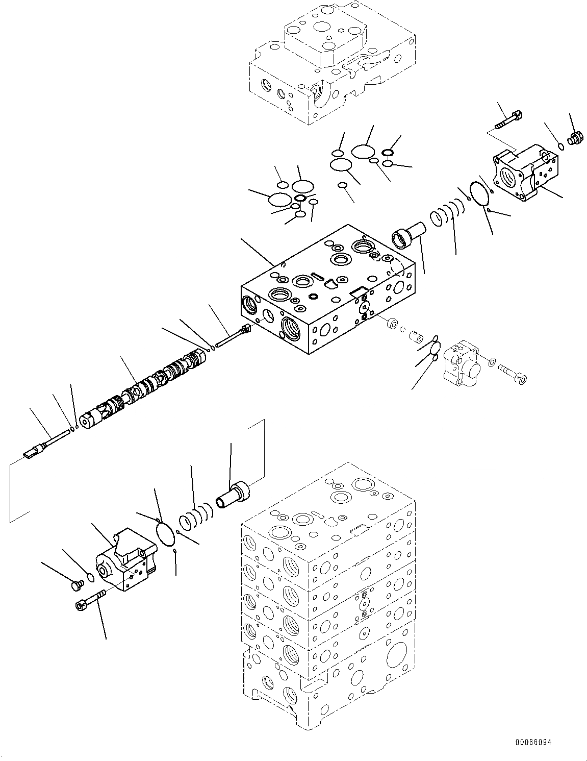 Схема запчастей Komatsu WA500-6 - УПРАВЛЯЮЩ. КЛАПАН, -КЛАПАН (/7) (№79-) УПРАВЛЯЮЩ. КЛАПАН, С 3-Х СЕКЦ. КОНТР. КЛАПАНОМ, ECSS