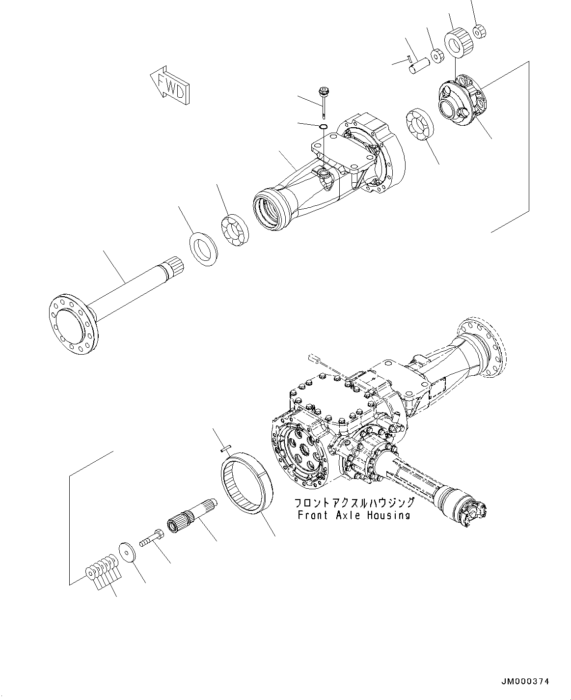 Схема запчастей Komatsu WA150PZ-6 - ПЕРЕДНИЙ МОСТ, КОНЕЧНАЯ ПЕРЕДАЧА ЛЕВ. (№8-) ПЕРЕДНИЙ МОСТ, С САМОБЛОКИР. ДИФФЕРЕНЦ.