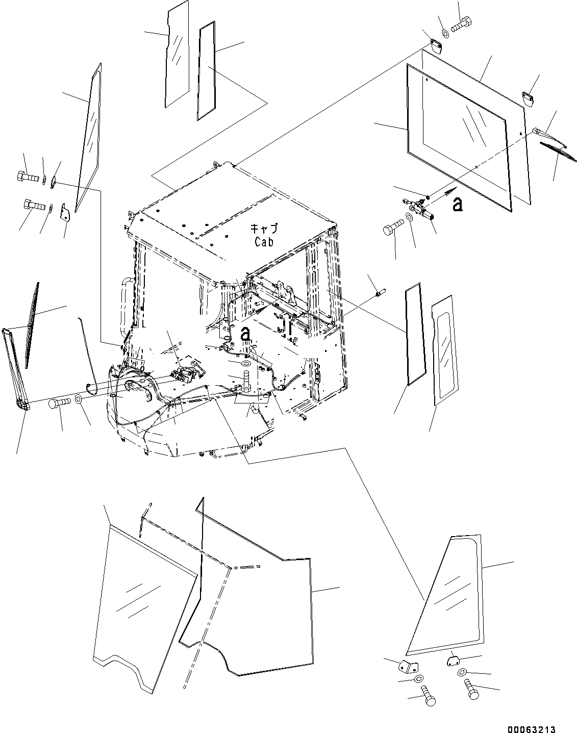 Схема запчастей Komatsu WA150PZ-6 - КАБИНА И КАБИНА ПОЛ ГРУППА, СТЕКЛА ОКНА И ДВОРНИКИS (№8-) КАБИНА И КАБИНА ПОЛ ГРУППА