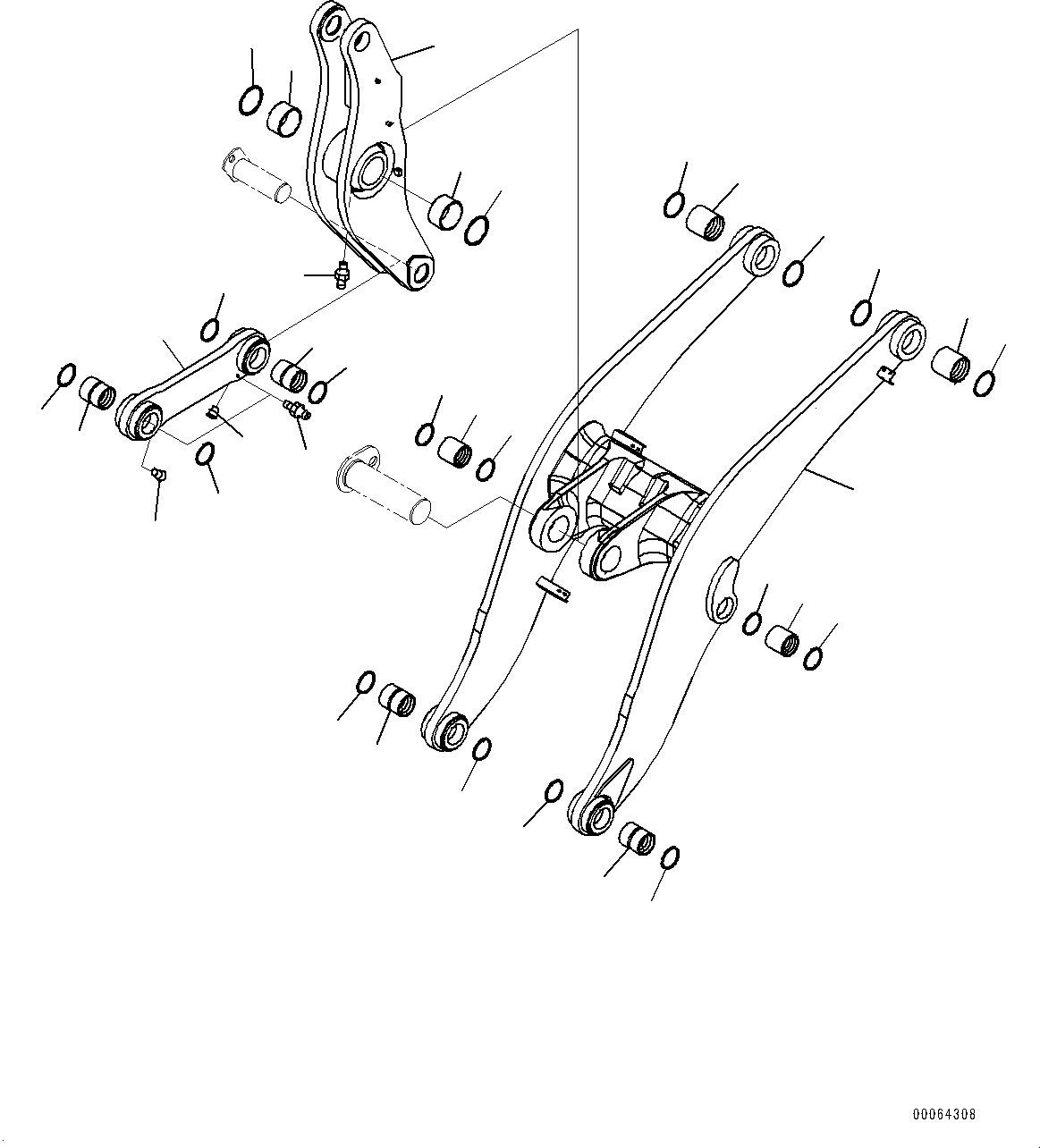 Схема запчастей Komatsu WA500-6 - РУКОЯТЬ И BELL CRANK, СТРЕЛА, BELL CRANK И СОЕДИНИТЕЛЬН. ЗВЕНО (№79-) РУКОЯТЬ И BELL CRANK, С 3-Х СЕКЦ. КОНТР. КЛАПАНОМ