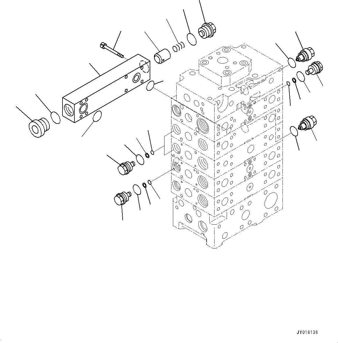 Схема запчастей Komatsu WA500-6 - УПРАВЛЯЮЩ. КЛАПАН, -КЛАПАН (/7) (№79-) УПРАВЛЯЮЩ. КЛАПАН, С 3-Х СЕКЦ. КОНТР. КЛАПАНОМ, ECSS