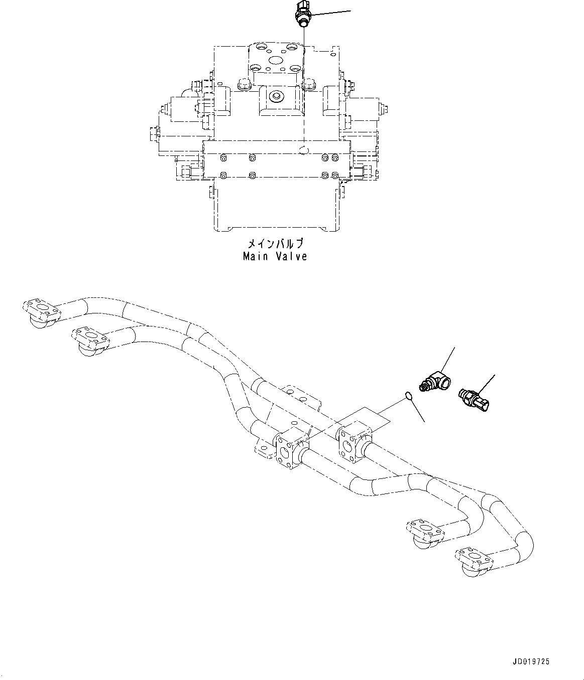 Схема запчастей Komatsu WA500-6 - ГИДРОЛИНИЯ, ДАТЧИК (№79-) ГИДРОЛИНИЯ, С 3-Х СЕКЦ. КОНТР. КЛАПАНОМ, ПОГРУЗ. METER