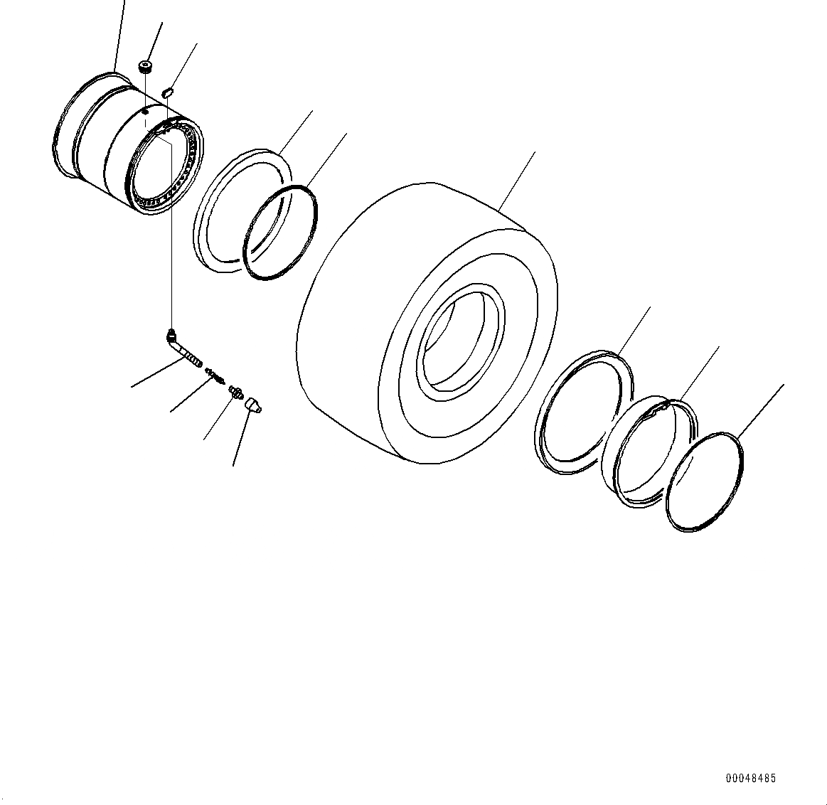 Komatsu parts. Ступица 561-27-71213 Komatsu. О-кольцо 566-30-11660. Tire Valve.