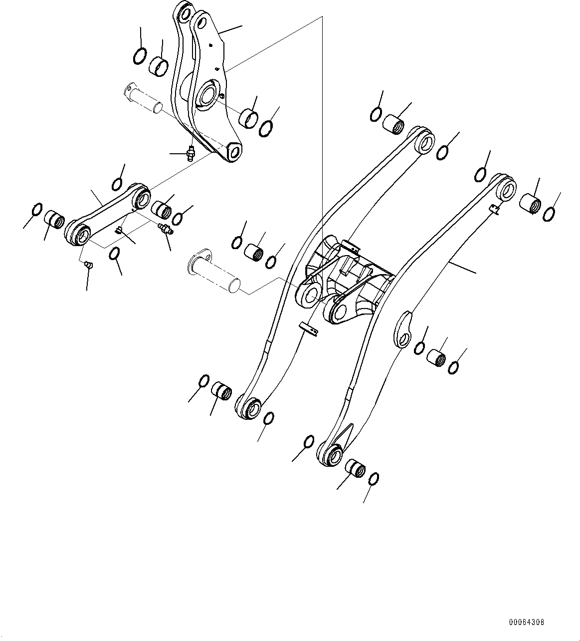 Схема запчастей Komatsu WA500-6 - РУКОЯТЬ И BELL CRANK, СТРЕЛА, BELL CRANK И СОЕДИНИТЕЛЬН. ЗВЕНО (№79-) РУКОЯТЬ И BELL CRANK, С 3-Х СЕКЦ. КОНТР. КЛАПАНОМ