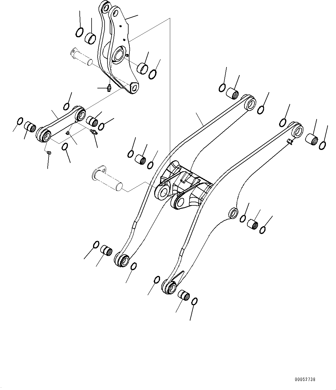 Схема запчастей Komatsu WA500-6 - РУКОЯТЬ И BELL CRANK, СТРЕЛА, BELL CRANK И СОЕДИНИТЕЛЬН. ЗВЕНО (№79-) РУКОЯТЬ И BELL CRANK, 2-Х СЕКЦИОНН., ВЫСОК. ПОДЪЕМ