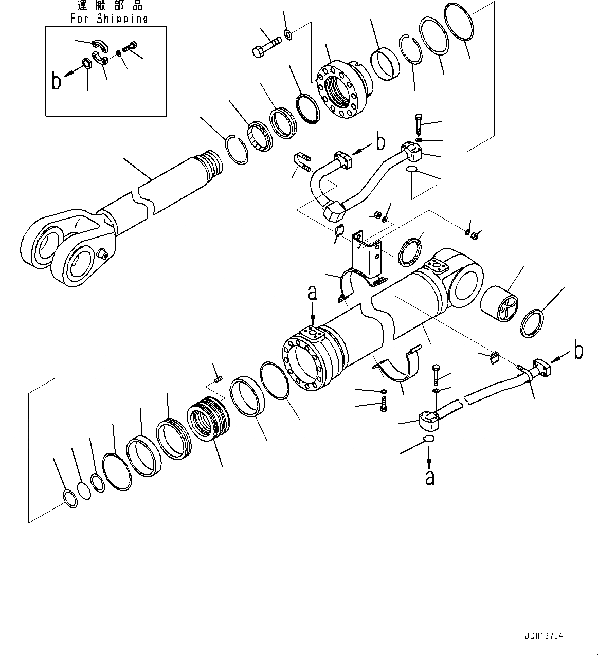 Схема запчастей Komatsu WA500-6 - ГИДРОЦИЛИНДР ПОДЪЕМА, ЛЕВ. (№79-) ГИДРОЦИЛИНДР ПОДЪЕМА, С ОДИНОЧН. DUST УПЛОТНЕНИЕ