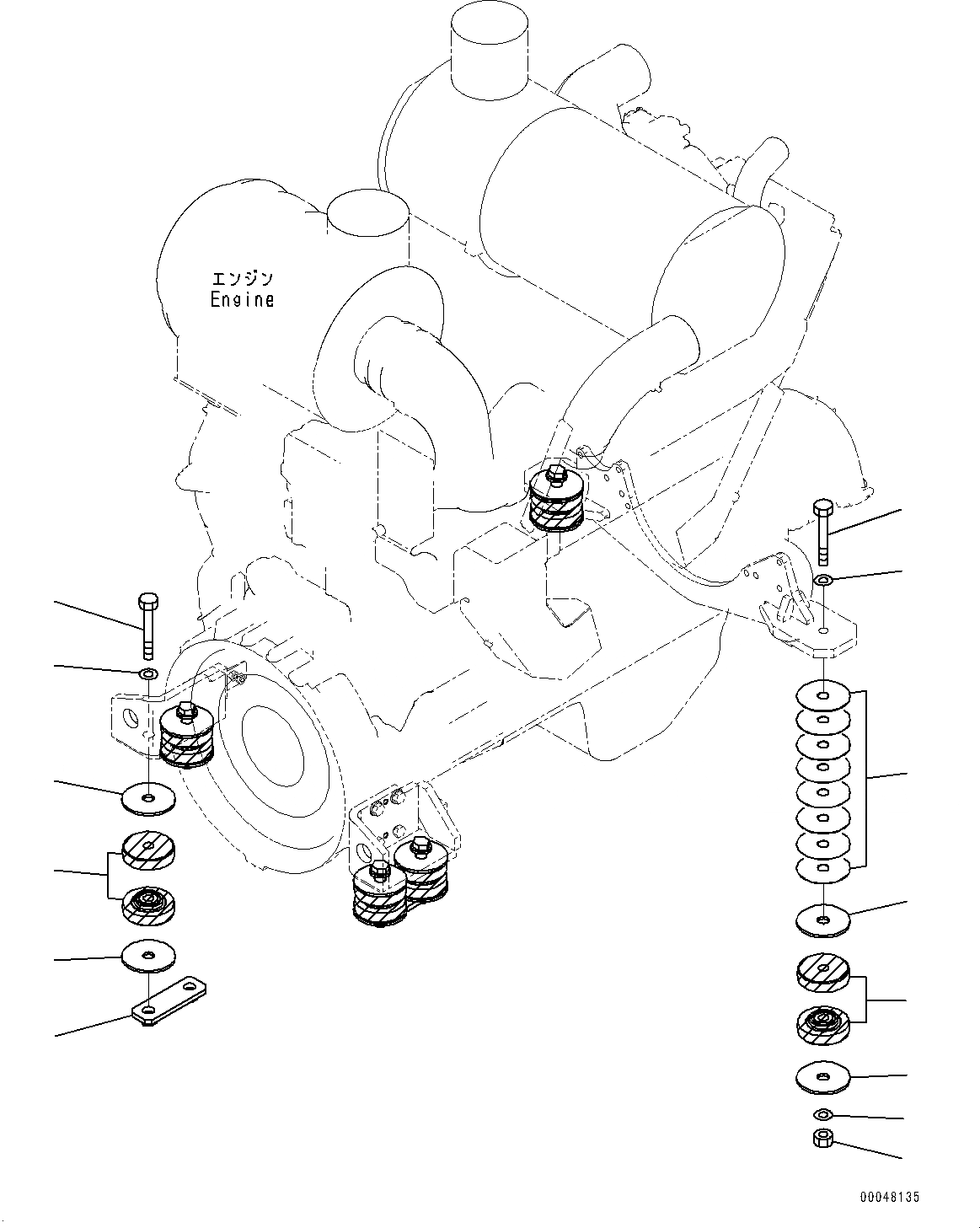 Схема запчастей Komatsu WA500-6R - КРЕПЛЕНИЕ ДВИГАТЕЛЯ, ПОДУШКИ (№-) КРЕПЛЕНИЕ ДВИГАТЕЛЯ