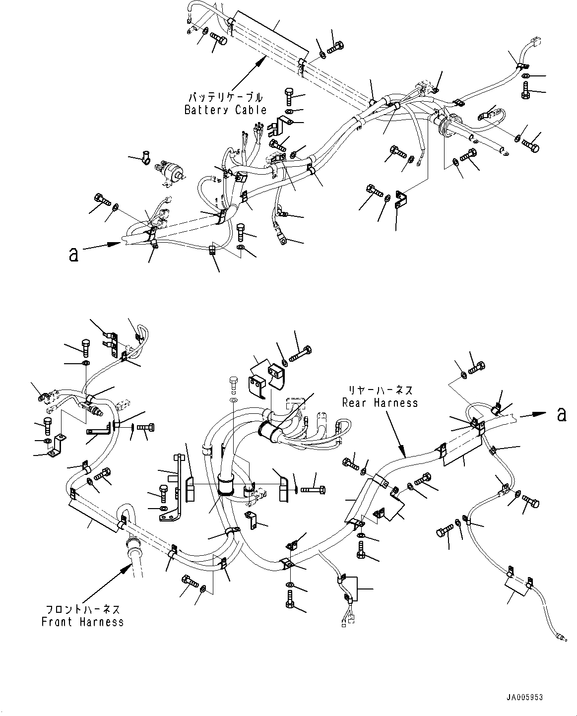 Схема запчастей Komatsu WA500-6R - ЗАДН. ПРОВОДКА, КРЕПЛЕНИЕ (№-) ЗАДН. ПРОВОДКА