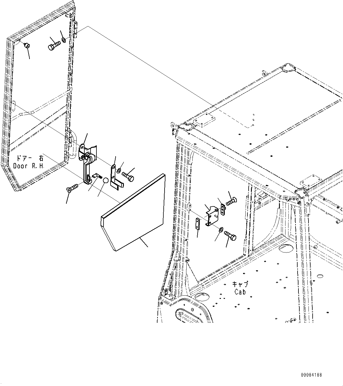 Схема запчастей Komatsu WA500-6R - КАБИНА ROPS, ДВЕРЬ, ПРАВ. (/) (№-) КАБИНА ROPS, SEPARATE ТИП, ЭКСТРЕНН. ESКРЫШКАE ПРАВ. ДВЕРЬ, РАМА ОКНА, С KOMTRAX