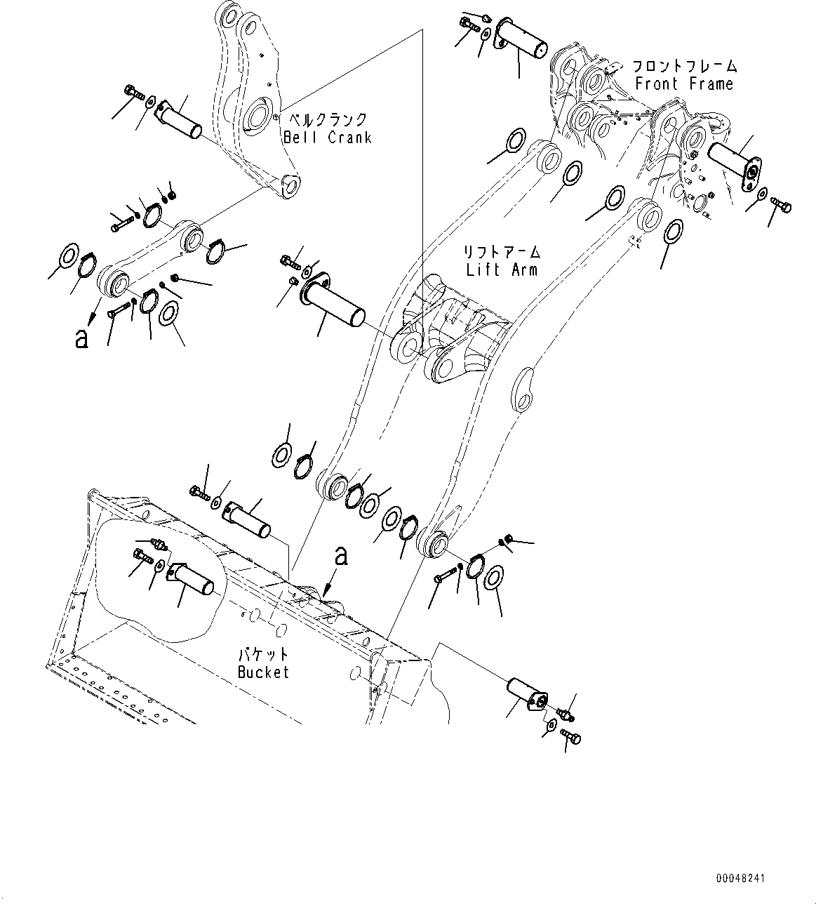 Схема запчастей Komatsu WA500-6R - РУКОЯТЬ И BELL CRANK, ПАЛЕЦ (№-) РУКОЯТЬ И BELL CRANK, 2-Х СЕКЦИОНН., ВЫСОК. ПОДЪЕМ