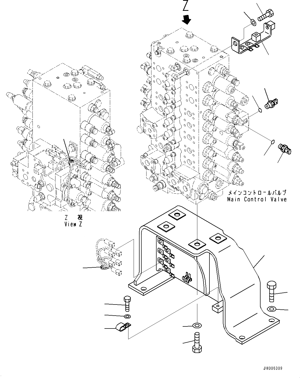 Схема запчастей Komatsu PC200-8 - УПРАВЛЯЮЩ. КЛАПАН, КОРПУС КЛАПАНА И ДАТЧИК (№-) УПРАВЛЯЮЩ. КЛАПАН