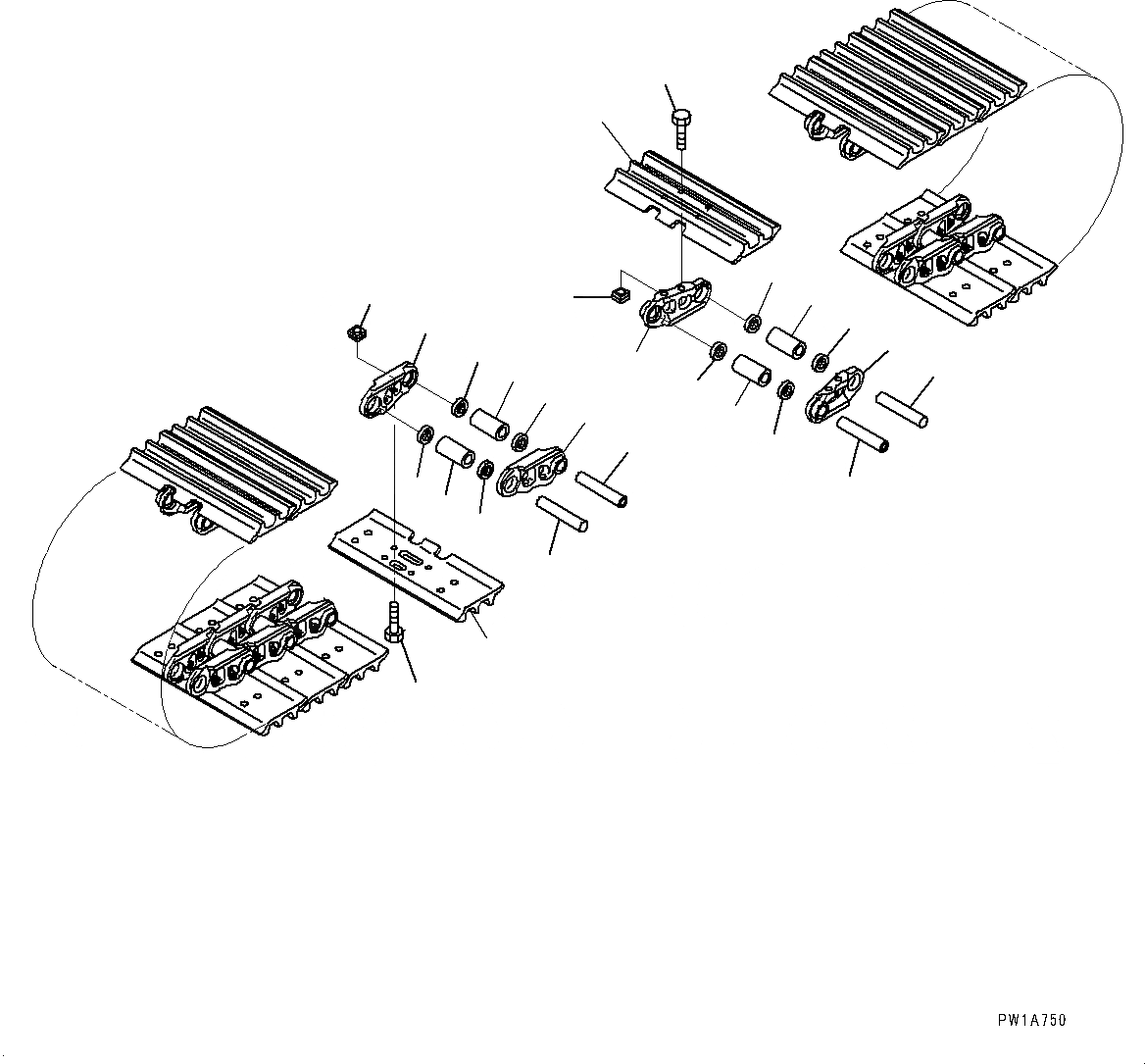 Схема запчастей Komatsu PC200-8 - ГУСЕНИЦЫ ASSEMBLY (№-) ГУСЕНИЦЫ ASSEMBLY, ТРОЙНОЙ ГРУНТОЗАЦЕП. SHOE, MM ШИР., СМАЗ. УПЛОТНЕНИЕED ТИП, ПОДУШКИ ДЛЯ АСФАЛЬТА, 9 SET