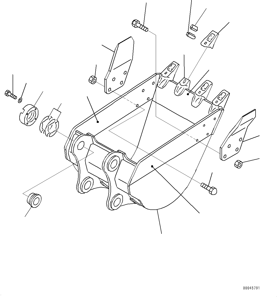 Схема запчастей Komatsu PC200-8 - КОВШ (№-) КОВШ, .M, 97MM ШИР., ВЕРТИКАЛЬН. ПАЛЕЦ, БОКОРЕЗЫ