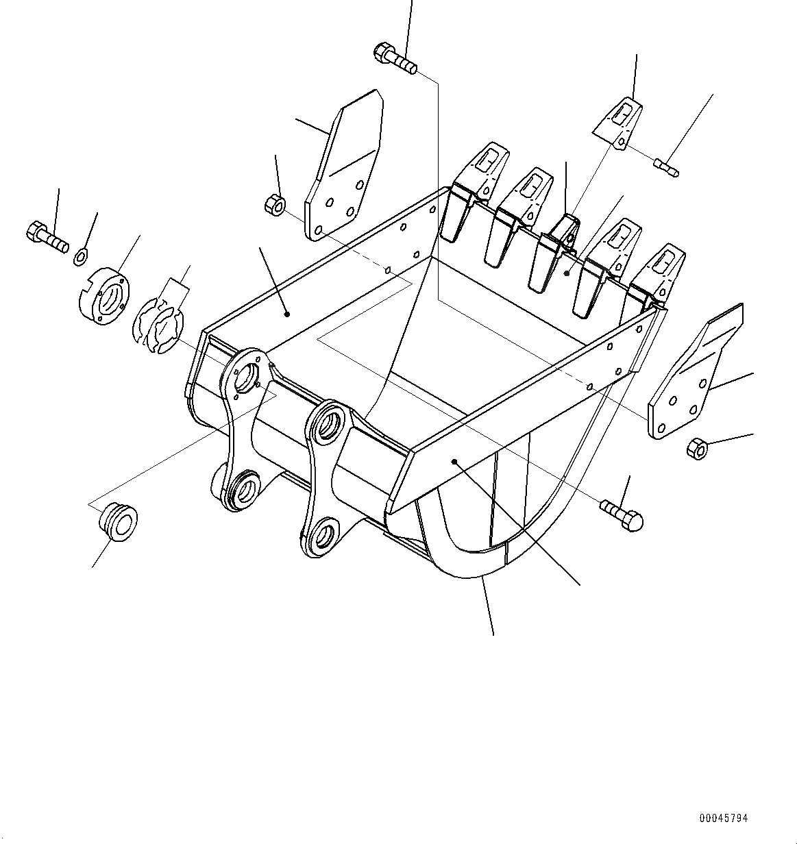 Схема запчастей Komatsu PC200-8 - КОВШ (№-) КОВШ, .8M, УСИЛЕНН., MM ШИР., ГОРИЗОНТАЛЬН. ПАЛЕЦ, БОКОРЕЗЫ, КРЮК