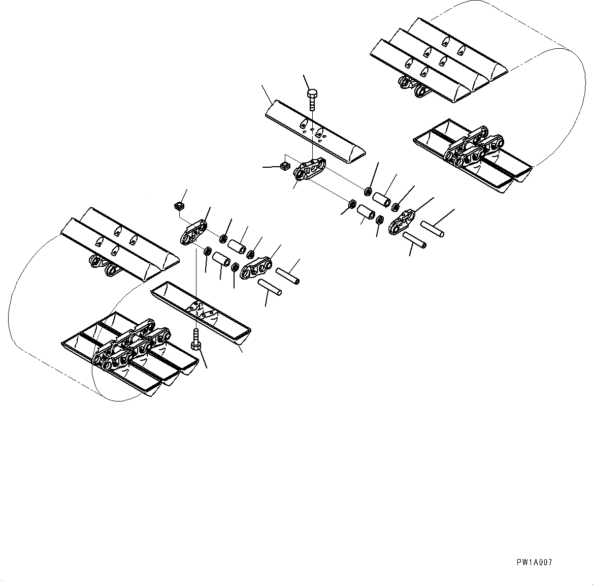 Схема запчастей Komatsu PC200LC-8 - ГУСЕНИЦЫ ASSEMBLY (№-) ГУСЕНИЦЫ ASSEMBLY, БОЛОТН. SHOE, 8MM ШИР.