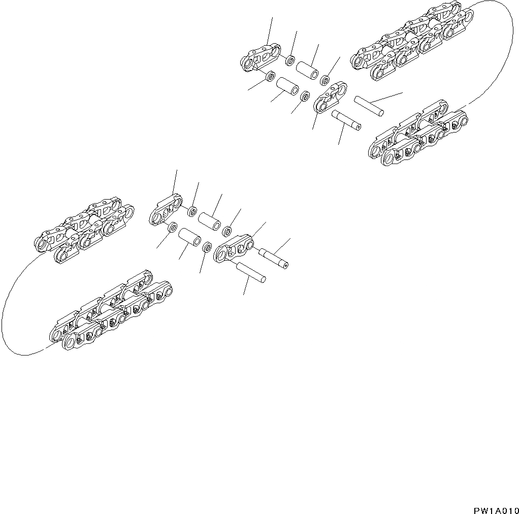 Схема запчастей Komatsu PC200LC-8 - ГУСЕН. ЦЕПЬ ASSEMBLY, ПОСТАВЛЯЕМЫЕ ЧАСТИ (№-) ГУСЕН. ЦЕПЬ ASSEMBLY