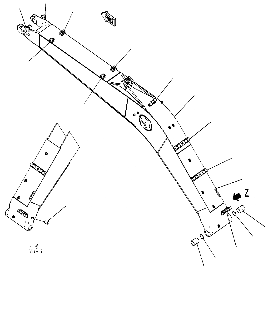 Схема запчастей Komatsu PC200LC-8 - СТРЕЛА, СТРЕЛА И ВТУЛКА (№-) СТРЕЛА, .7M, ЧАС. СИСТ. СМАЗКИ ТИП