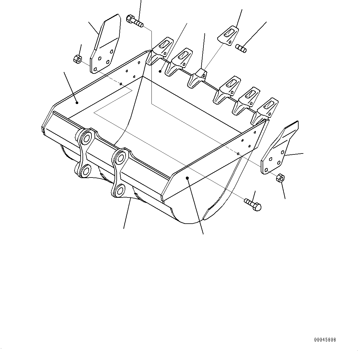 Схема запчастей Komatsu PC200LC-8 - КОВШ (№-) КОВШ, .M, MM ШИР., ГОРИЗОНТАЛЬН. ПАЛЕЦ, БОКОРЕЗЫ