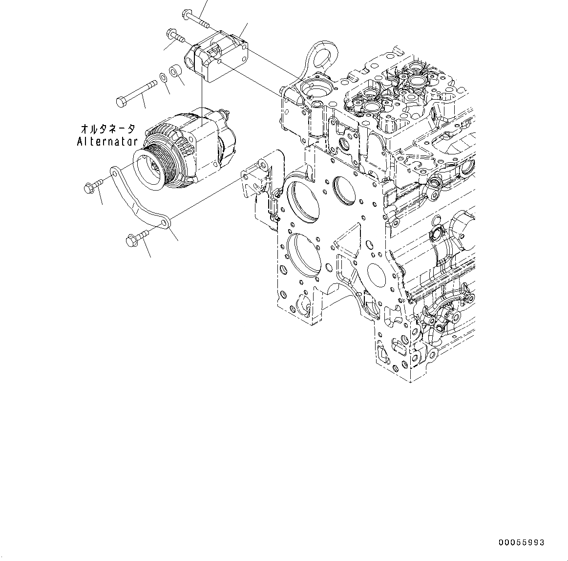 Схема запчастей Komatsu SAA6D107E-1B - КРЕПЛЕНИЕ ГЕНЕРАТОРА (№7-) КРЕПЛЕНИЕ ГЕНЕРАТОРА, AMP. AMP.