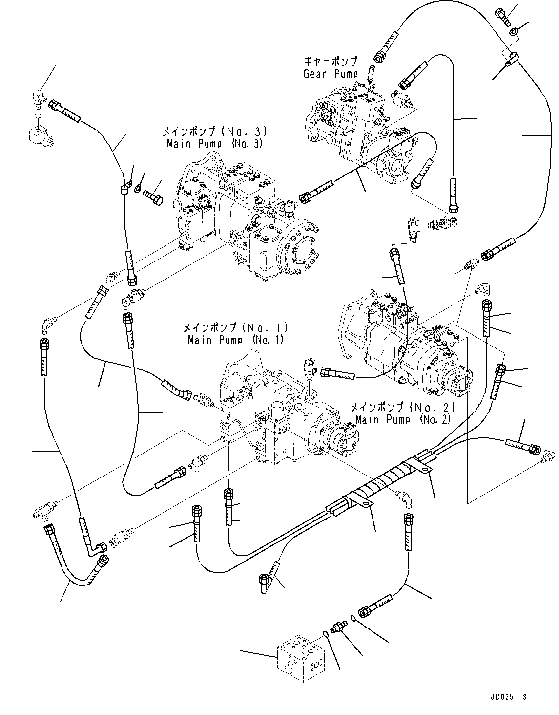 Схема запчастей Komatsu PC1250LC-8 - O.L.S.S. ТРУБЫ, (/) (№8-) O.L.S.S. ТРУБЫ