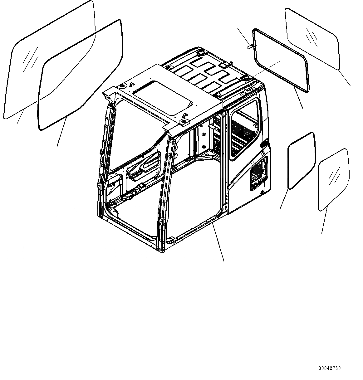 Схема запчастей Komatsu PC1250LC-8 - КАБИНА, КОРПУС КАБИНЫ И ОКНА (№8-) КАБИНА, С АВТОМАТИЧ. КОНДИЦ. ВОЗДУХА, ДЛЯ КАРЬЕРН