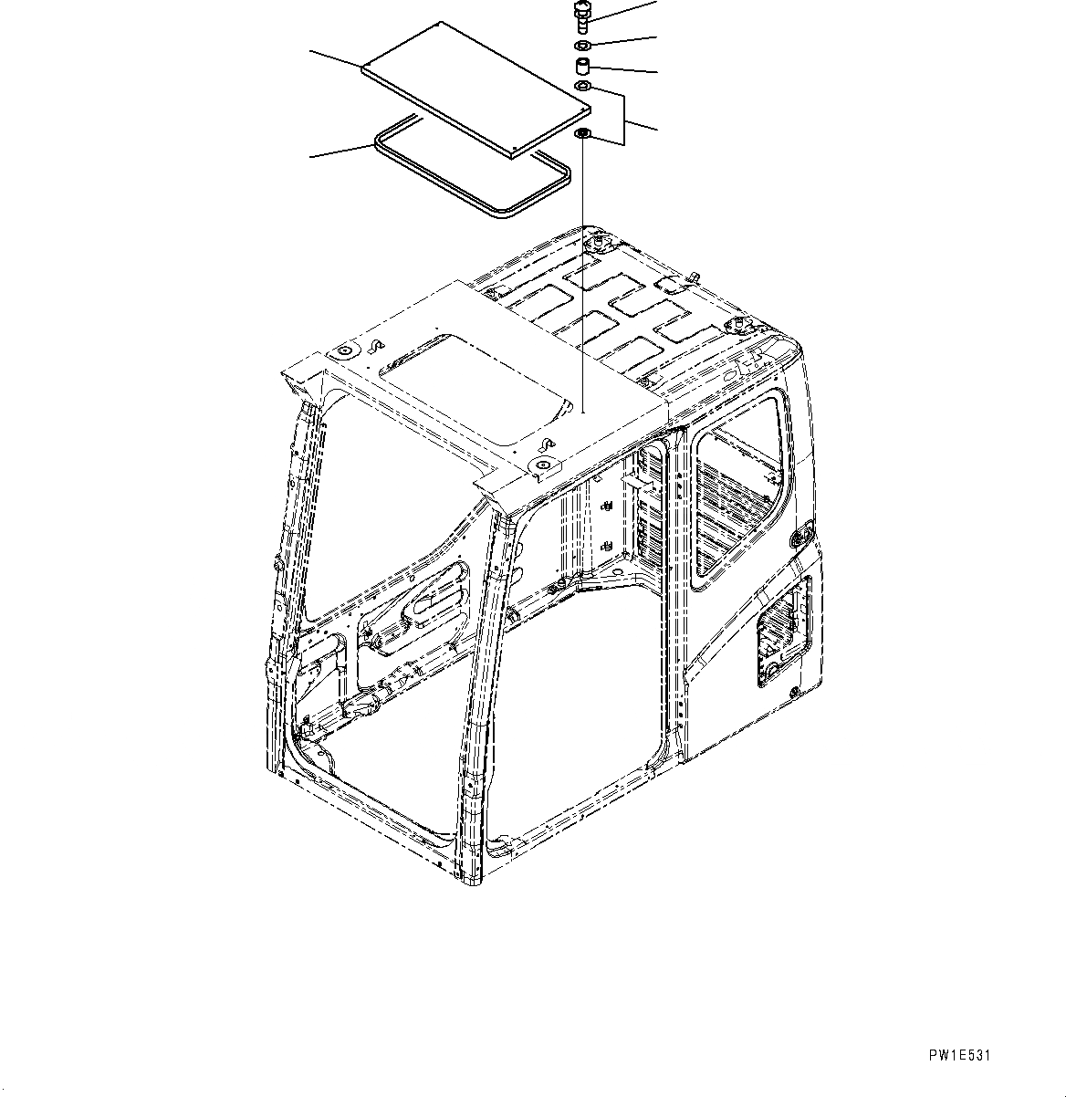 Схема запчастей Komatsu PC1250LC-8 - КАБИНА, ОКНО В КРЫШЕ (№8-) КАБИНА, С АВТОМАТИЧ. КОНДИЦ. ВОЗДУХА, ДЛЯ КАРЬЕРН