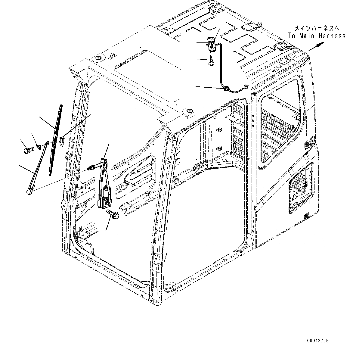 Схема запчастей Komatsu PC1250LC-8 - КАБИНА, ДВОРНИКИ И ОСВЕЩЕНИЕ (№8-) КАБИНА, С VHMS, ORBCOMM, GPS, ДЛЯ КАРЬЕРН