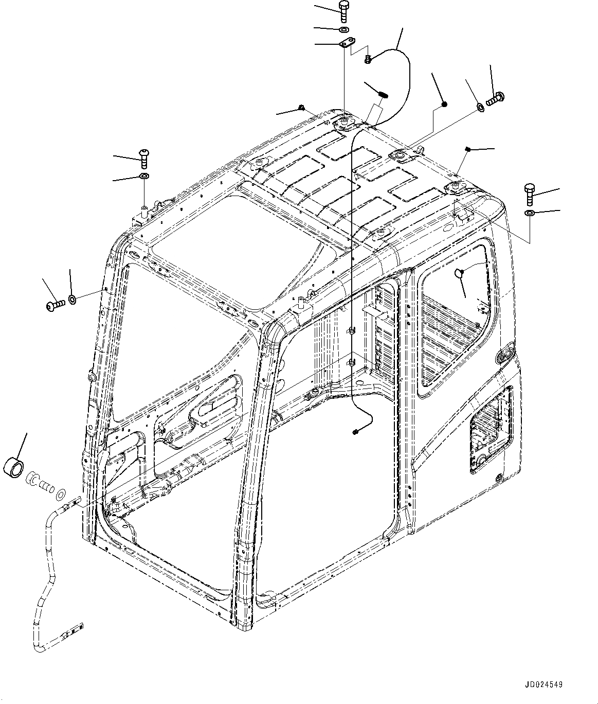 Схема запчастей Komatsu PC1250LC-8 - КАБИНА, ЗАГЛУШКА БОЛТ И АНТЕННА (№8-) КАБИНА, С КАБИНОЙ-ПЕРЕДН. ОКНА PULL-UP, VHMS, ORBCOMM