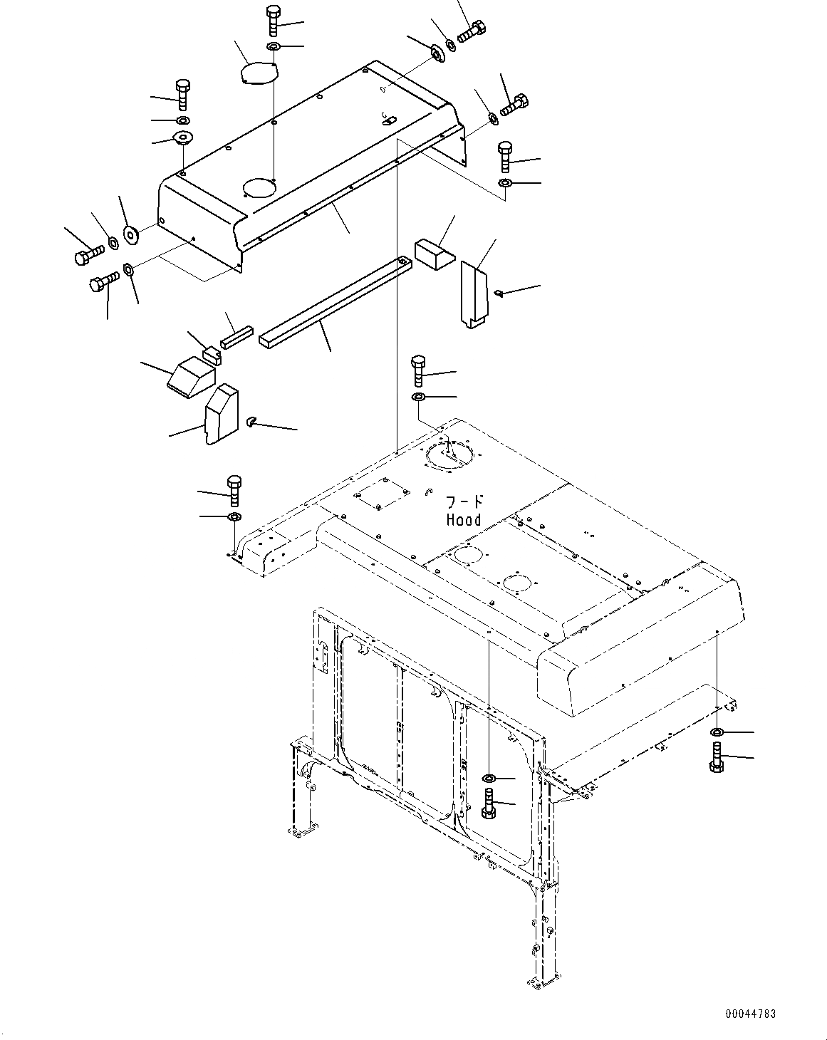 Схема запчастей Komatsu PC1250LC-8 - КАПОТ, (/) (№8-) КАПОТ, ДЛЯ СТРАН ЕС НОВ. NOISE ARRANGEMENT 