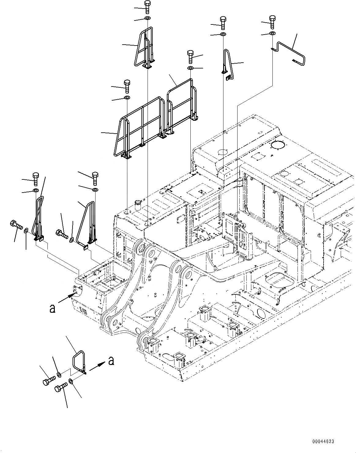 Схема запчастей Komatsu PC1250LC-8 - ПОРУЧНИ(№8-) HANDRAIL, ДЛЯ СТРАН ЕС ARRANGEMENT