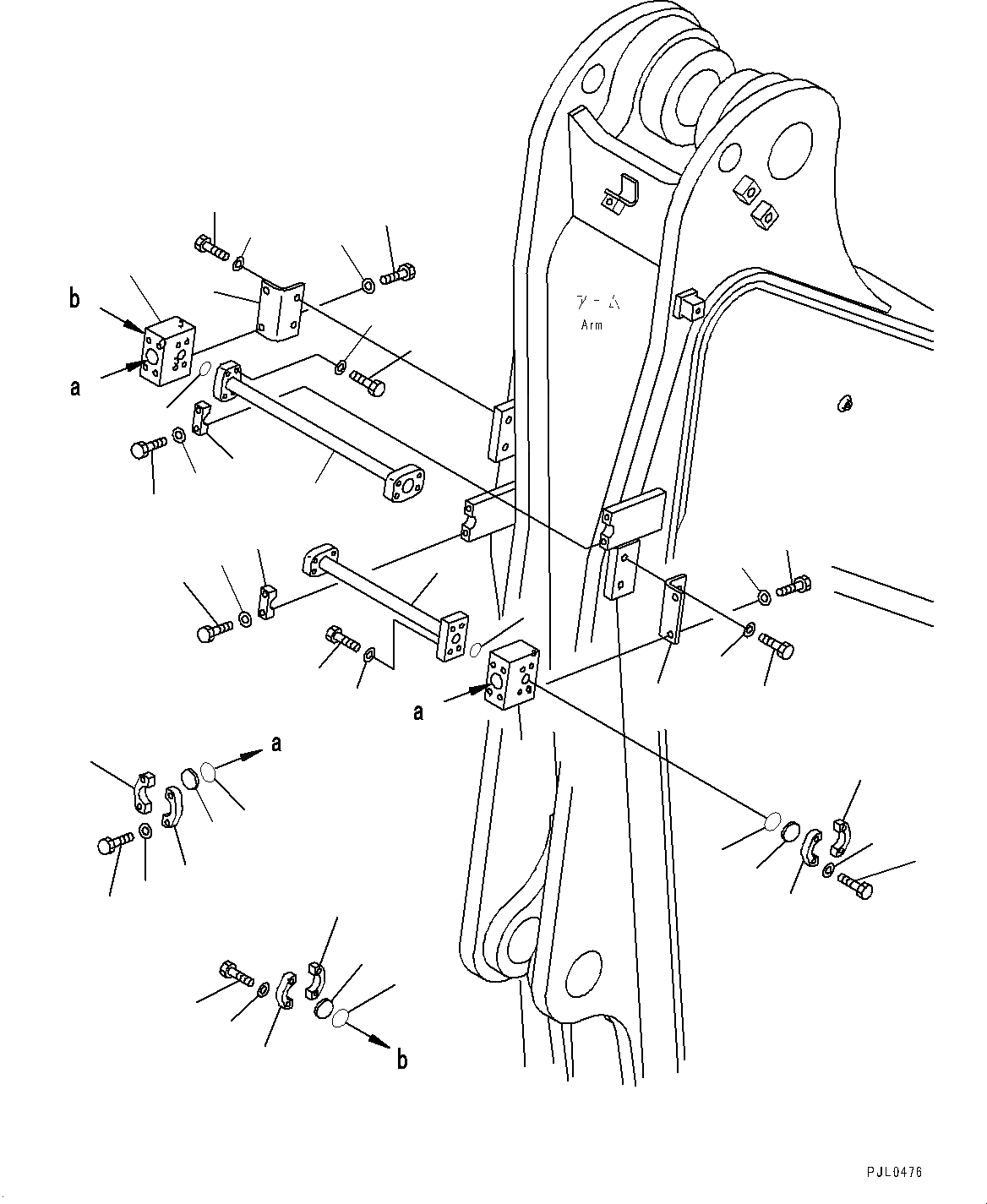 Схема запчастей Komatsu PC1250LC-8 - РУКОЯТЬ, БЛОК (№8-) РУКОЯТЬ, 7MM