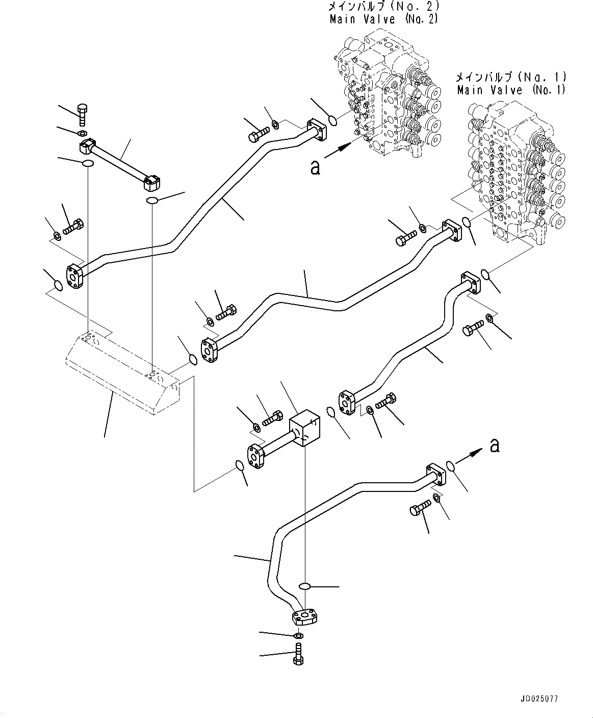 Схема запчастей Komatsu PC1250-8 - КОВШ ТРУБЫ, NO. И NO. КЛАПАН (№8-) КОВШ ТРУБЫ