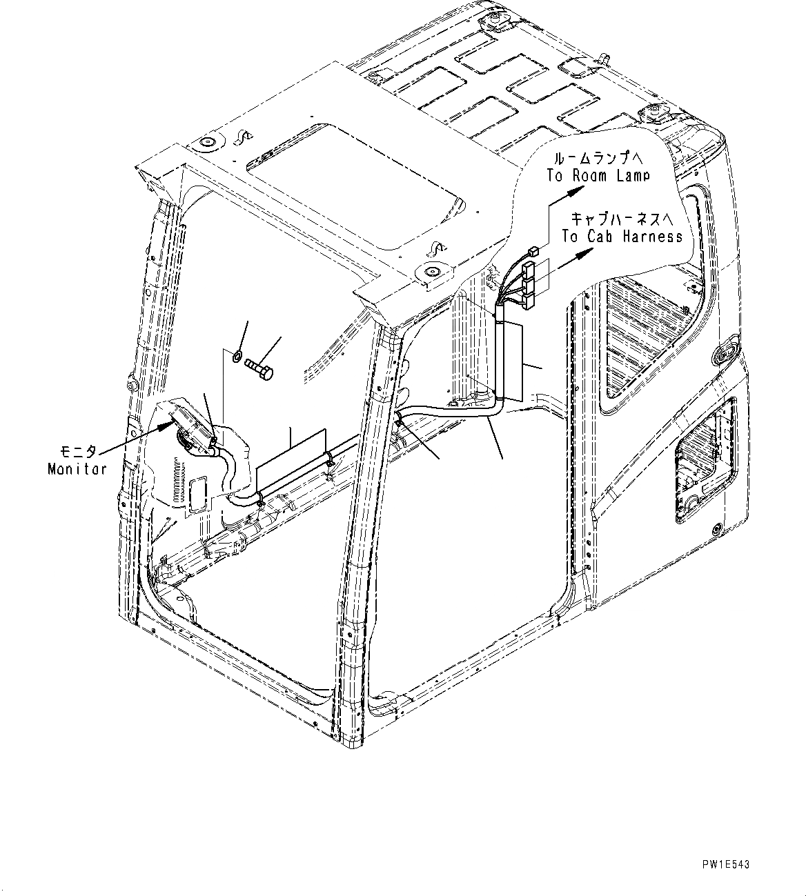 Схема запчастей Komatsu PC1250-8 - КАБИНА, ПРОВОДКА (№8-) КАБИНА, С АВТОМАТИЧ. КОНДИЦ. ВОЗДУХА, ДЛЯ КАРЬЕРН