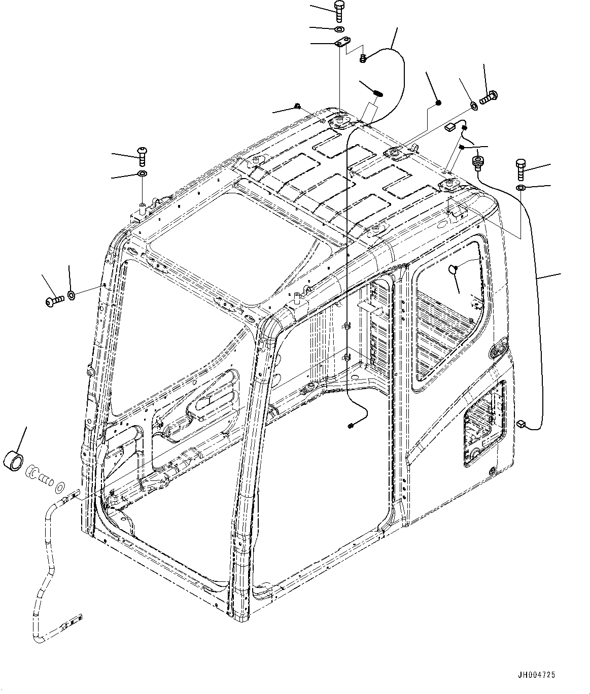 Схема запчастей Komatsu PC1250-8 - КАБИНА, ЗАГЛУШКА БОЛТ И АНТЕННА (№8-) КАБИНА, С КАБИНОЙ-ПЕРЕДН. ОКНА PULL-UP, VHMS, ORBCOMM, GPS