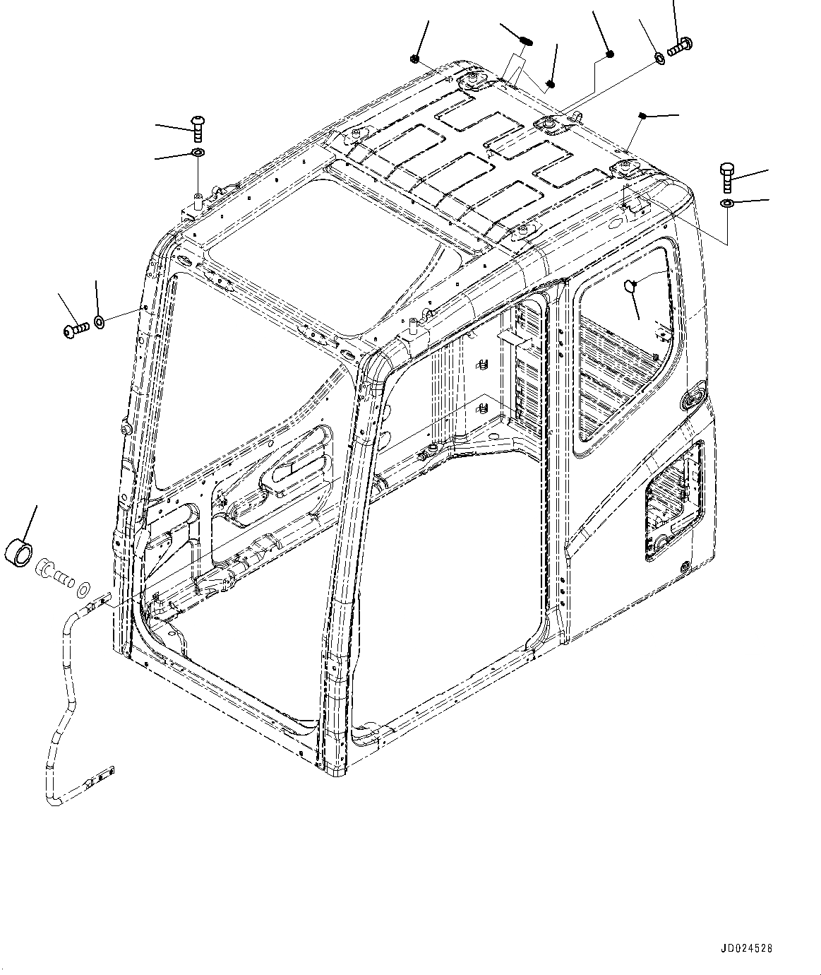 Схема запчастей Komatsu PC1250-8 - КАБИНА, БОЛТ (№8-) КАБИНА, С КАБИНОЙ-ПЕРЕДН. ОКНА PULL-UP