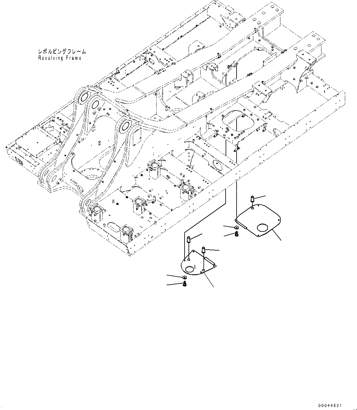 Схема запчастей Komatsu PC1250-8 - НИЖН. КРЫШКА, ОСНОВНАЯ РАМА, ЦЕНТР. (№8-) НИЖН. КРЫШКА