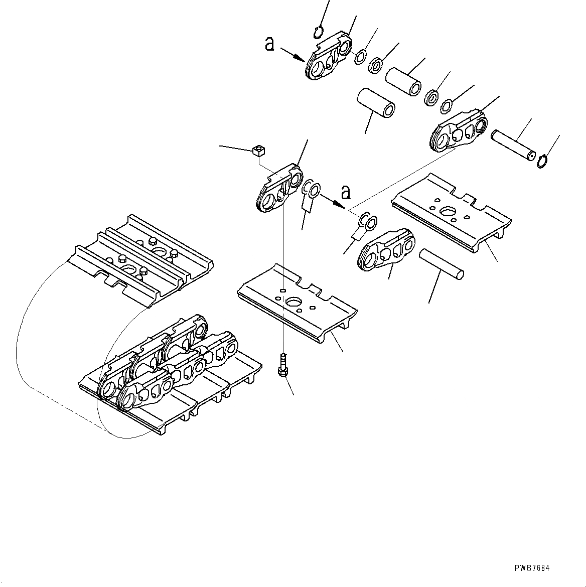 Схема запчастей Komatsu PC1250-8 - ГУСЕНИЦЫ ASSEMBLY (№8-) ГУСЕНИЦЫ ASSEMBLY, ОТВЕРСТИЕD ДВОЙН. ГРУНТОЗАЦЕП SHOE, 7MM ШИР., СМАЗ. УПЛОТНЕНИЕED ТИП, 9 SET