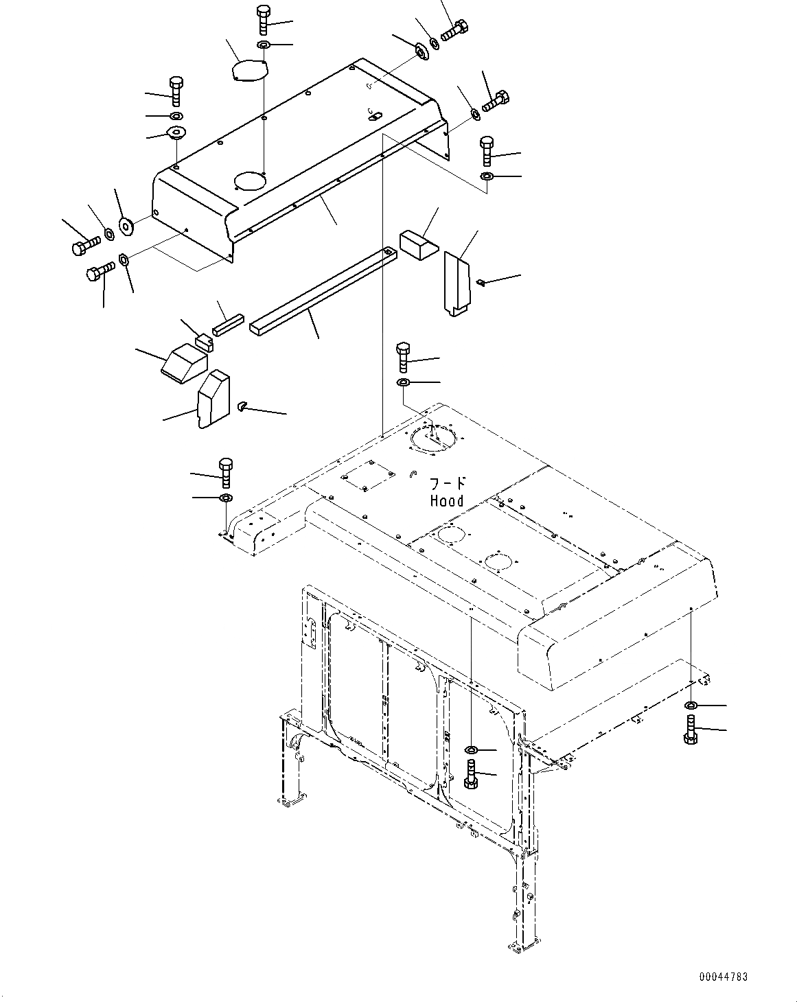 Схема запчастей Komatsu PC1250SP-8 - КАПОТ, (/) (№8-) КАПОТ