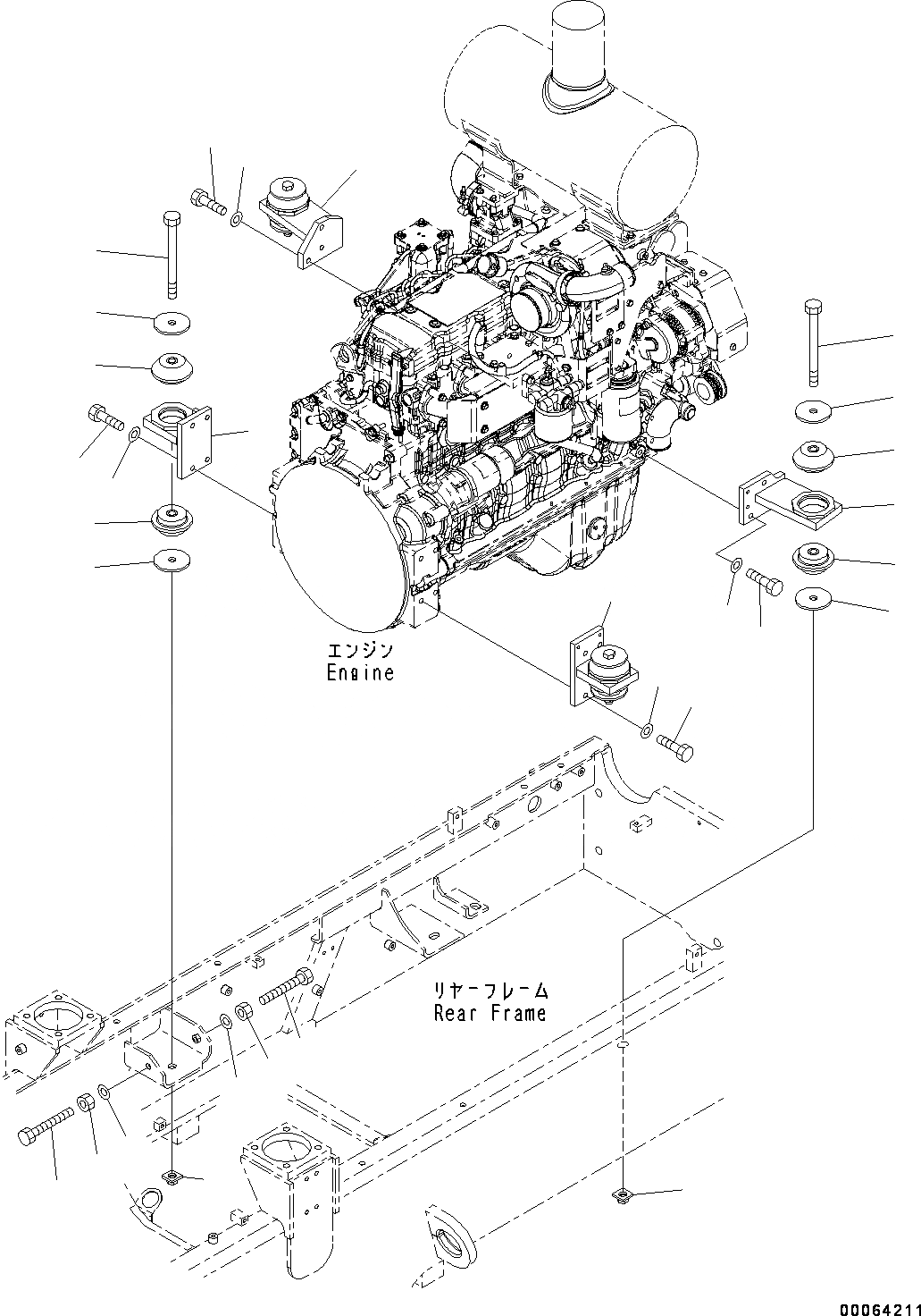 Схема запчастей Komatsu WA250PZ-6 - КРЕПЛЕНИЕ ДВИГАТЕЛЯ (№77-) КРЕПЛЕНИЕ ДВИГАТЕЛЯ