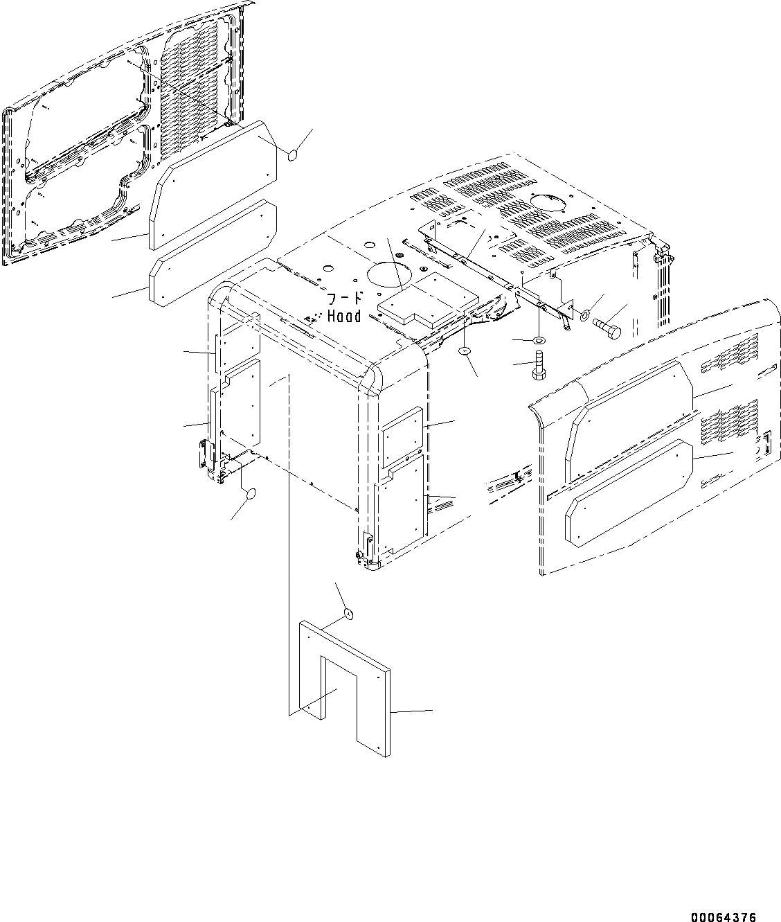 Схема запчастей Komatsu WA250PZ-6 - КАПОТ, КРЫШКАAND ЩИТКИ (№77-) КАПОТ, С ЗАЩИТА ОТ ВАНДАЛИЗМА БЛОКИР.S, С УДЛИНН. ВПУСК ВОЗДУХА, ЗАДН. ПОЛН. КРЫЛО