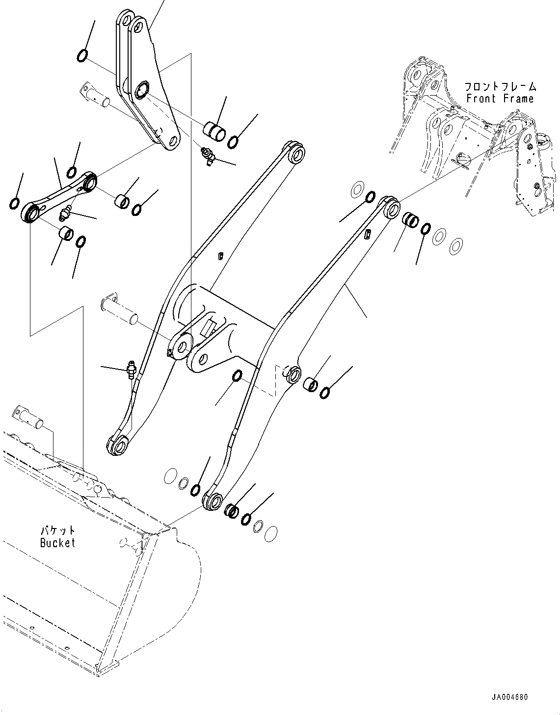 Схема запчастей Komatsu WA250PZ-6 - РУКОЯТЬ И BELL CRANK, СТРЕЛА, BELL CRANK И СОЕДИНИТЕЛЬН. ЗВЕНО (№778-) РУКОЯТЬ И BELL CRANK, БЕЗ АВТОМАТИЧ.-СИСТ. СМАЗКИ СИСТЕМА