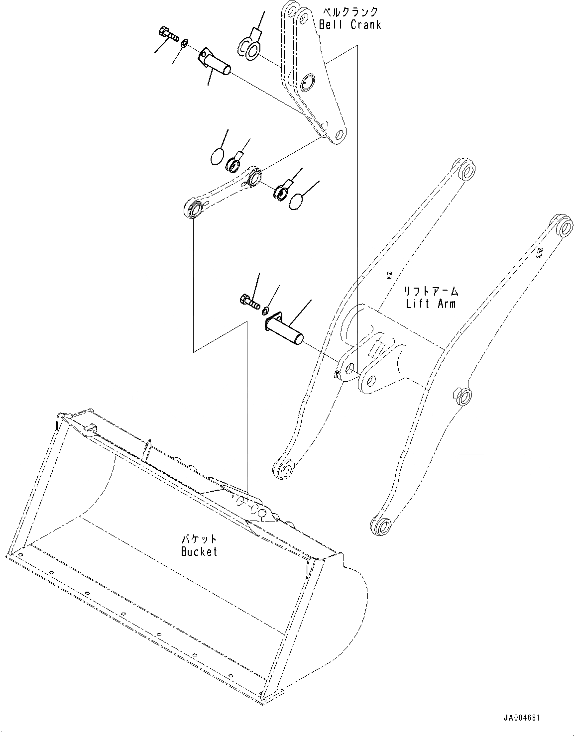 Схема запчастей Komatsu WA250PZ-6 - РУКОЯТЬ И BELL CRANK, ПАЛЕЦ (/) (№778-) РУКОЯТЬ И BELL CRANK, С АВТОМАТИЧ.-СИСТ. СМАЗКИ СИСТЕМА